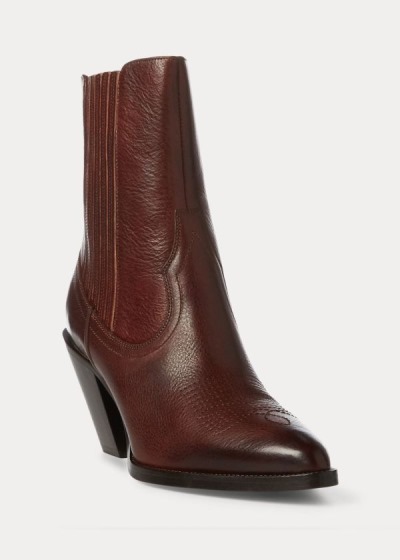 Cowboy Boots Polo Ralph Lauren Mujer Vino - Lowrey Leather - XFHQW0236